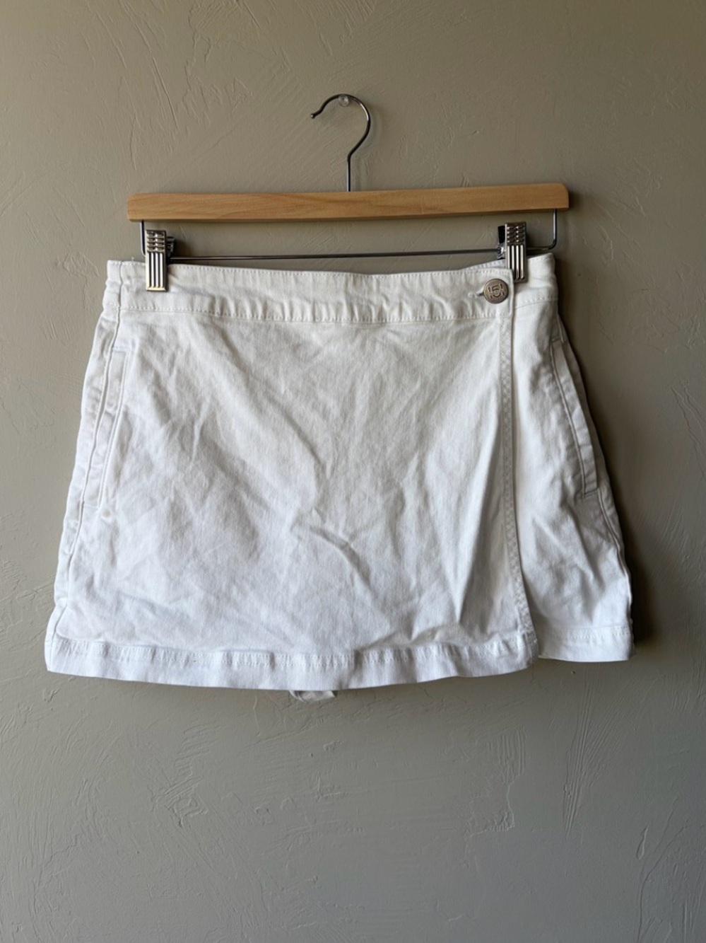 Classic White Wrap Skort with Side Button